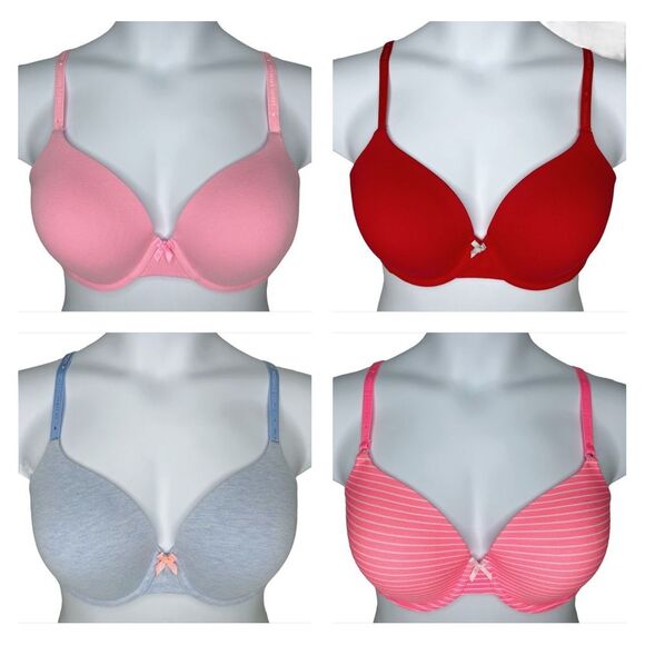 SET OF 4 Victoria's Secret Lined Perfect Coverage Bras sz 36D * Cotton Bra Pink - Picture 1 of 16